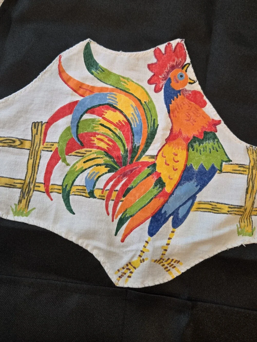 Upcycled Full Black Chef Apron One Sz Roosters Dont Throw It Out